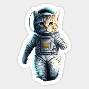 cute cat in the space with astronaut costume Sticker